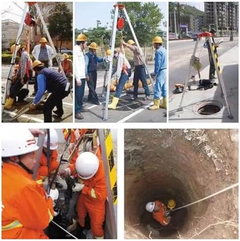 Heavy-Duty Rescue Tripod with Winch for Confined Spaces - 1200/1800/2600lbs Capacity, Retractable Legs, Ideal for Well & Sewer Rescue Operations - Durable Emergency Equipment,A in Saudi Arabia
