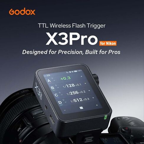 مشغل فلاش GODOX X3 PRO X3PRO-N لكاميرا نيكون، جهاز إرسال لاسلكي 2.4G TTL يعمل باللمس، يدعم التحكم في البلوتوث والتطبيق، التحكم في الغالق، بطارية ليثيوم أيون مدمجة للشحن السريع (ترقية X3-N) in Kuwait