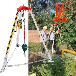 Heavy Duty Tripod Kit for Rescue & Fall Protection, 1200-2600 Lbs Winch, Emergency Sewer Rescue Equipment, Ideal for Firefighting & Lifting Operations,1800lbs/816kg Winch in Kuwait