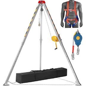 Confined Space Tripod Kit, Confined Space Tripod 7' Legs and 98' Cable, Confined Space Rescue Tripod 32.8' Fall Protection, 1200 lbs Winch, Harness, Storage Bag in Kuwait