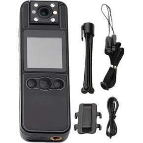Body Camera with 1080P Video, 180° Lens Rotation, Ir Night Vision, Includes Clip & Cable, Supports Up to 256Gb Tf Card in Kuwait
