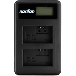 Norifon NP-FW50 Dual Channel LCD USB Charger for Sony Alpha 6000, 5000, 5100, ILCE-6000, ILCE-7, NEX-5T, NEX-6, NEX-5R, NEX-7, NEX-5, NEX-3N, NEX-3, NEX-C3, SLT-A37 Camera and More in Kuwait