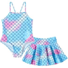 DREAM BUS Toddler Girls One Piece Criss-Cross Straps Swimsuits with Tiered Ruffle Skirt Girls Bathing Suit Summer Swimwear in Kuwait