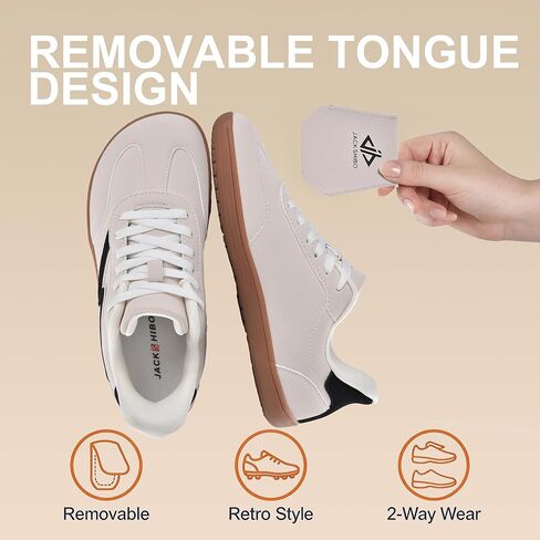 JACKSHIBO Barefoot Shoes Slip in Women Hands Free Wide Toe Box Arch Support Zero Drop Sneakers Slip on Minimalist Shoe Orthopedic Plantar Fasciitis with Metatarsal Pads and Detachable Flip Tongue in Saudi Arabia