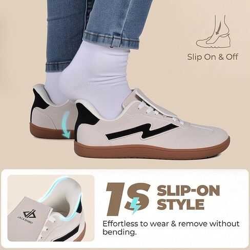 JACKSHIBO Barefoot Shoes Slip in Women Hands Free Wide Toe Box Arch Support Zero Drop Sneakers Slip on Minimalist Shoe Orthopedic Plantar Fasciitis with Metatarsal Pads and Detachable Flip Tongue in Saudi Arabia