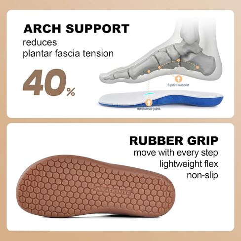 JACKSHIBO Barefoot Shoes Slip in Women Hands Free Wide Toe Box Arch Support Zero Drop Sneakers Slip on Minimalist Shoe Orthopedic Plantar Fasciitis with Metatarsal Pads and Detachable Flip Tongue in Saudi Arabia