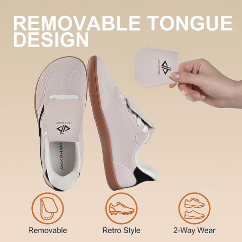 JACKSHIBO Barefoot Shoes Slip in Women Hands Free Wide Toe Box Arch Support Zero Drop Sneakers Slip on Minimalist Shoe Orthopedic Plantar Fasciitis with Metatarsal Pads and Detachable Flip Tongue in Saudi Arabia