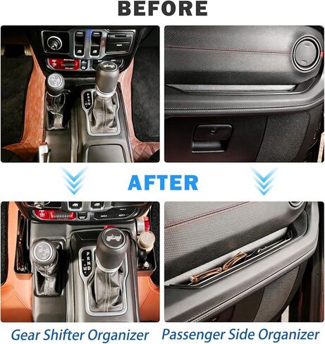 Cyfie 4 قطع منظم وحدة التحكم المركزية لعام 2026 2025 2024 Jeep Wrangler JL JLU 4XE وGladiator JT الملحقات الداخلية، منظم ناقل الحركة، صندوق تخزين مسند الذراع المعلق، صينية جانبية للركاب in Saudi Arabia