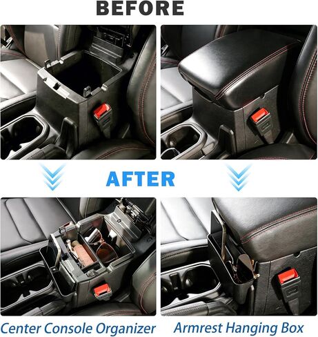 Cyfie 4 قطع منظم وحدة التحكم المركزية لعام 2026 2025 2024 Jeep Wrangler JL JLU 4XE وGladiator JT الملحقات الداخلية، منظم ناقل الحركة، صندوق تخزين مسند الذراع المعلق، صينية جانبية للركاب in Saudi Arabia
