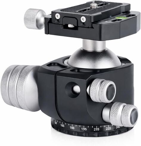 Yoidesu Low Profile Camera Tripod Ball Head 55mm Heavy Duty 360 Degree Panoramic Design with 1/4 Inch Quick Release Plate, Camera Tripod Head 40kg Load for DSLR Telescope in Kuwait