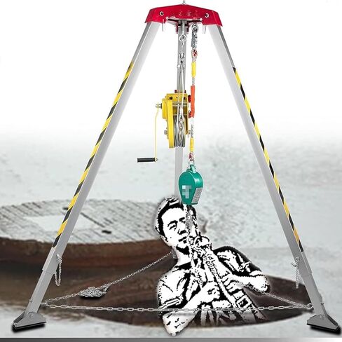 Professional Confined Space Tripod for Sewer Rescue, Industrial Equipment with 1800lbs Winch, Heavy-Duty Tripod for Underground Pipe & Tunnel Safety,816kg Winch/1800lbs in Saudi Arabia