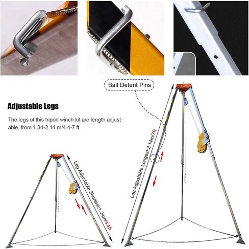 Emergency Rescue Tripod System with 1800lbs Winch - Confined Space Access, Deep Well & Aerial Work, Firefighting Rescue Equipment with Fall Protection,1800lb Tripod Rescue Kit 30m in Saudi Arabia