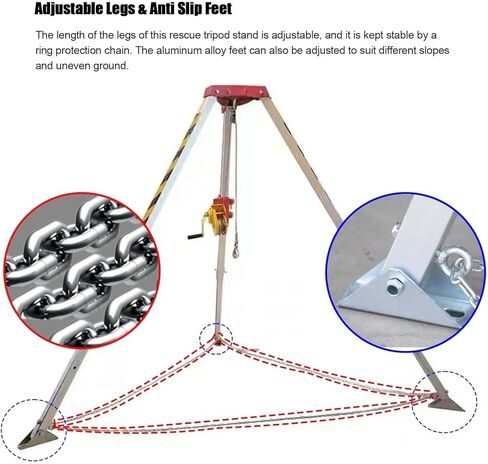 Emergency Rescue Tripod System with 1800lbs Winch - Confined Space Access, Deep Well & Aerial Work, Firefighting Rescue Equipment with Fall Protection,1800lb Tripod Rescue Kit 30m in Saudi Arabia