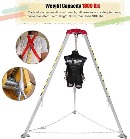Heavy-Duty Aluminum Alloy Rescue Tripod Kit, Easy Assemble Confined Space Tripod for Sewer Wellhead, 1800 lbs Capacity, Ideal for Safety & Rescue Operations,1800IBS-2 in Kuwait