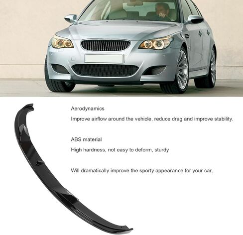 Fabater Front Bumper Lip Spoiler, 3PCS High Strength Sporty Front Bumper Body Kit, Front Bumper Lip Chin Splitter Diffuser for E60 E61 M5 2005-2010 (Glossy Black) in Saudi Arabia