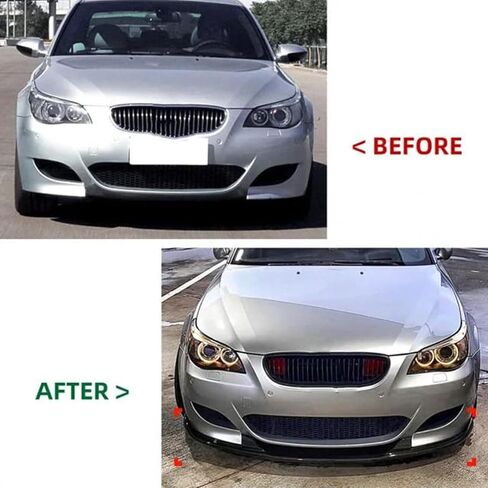 Fabater Front Bumper Lip Spoiler, 3PCS High Strength Sporty Front Bumper Body Kit, Front Bumper Lip Chin Splitter Diffuser for E60 E61 M5 2005-2010 (Glossy Black) in Saudi Arabia