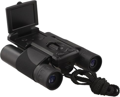 منظار 10x25 مع كاميرا وشاشة LCD 2 بوصة، تسجيل فيديو بدقة 5 ميجابكسل 1080 بكسل، لمجال رؤية كبير لمشاهدة الطيور، الرياضة، الحفلات الموسيقية، السفر، أسود in Kuwait