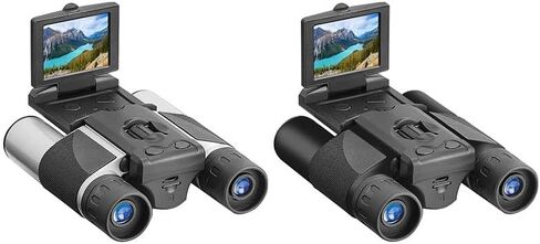 منظار 10x25 مع كاميرا وشاشة LCD 2 بوصة، تسجيل فيديو بدقة 5 ميجابكسل 1080 بكسل، لمجال رؤية كبير لمشاهدة الطيور، الرياضة، الحفلات الموسيقية، السفر، أسود in Kuwait