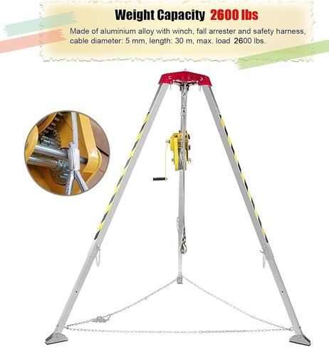Heavy-Duty Aluminum Alloy Rescue Tripod Kit, Easy Assemble Confined Space Tripod for Sewer Wellhead, 1800 lbs Capacity, Ideal for Safety & Rescue Operations,2600IBS in Saudi Arabia