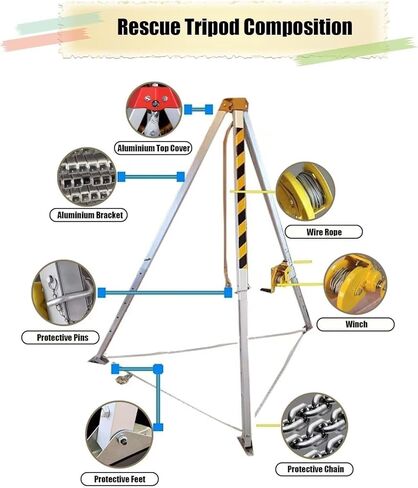 Heavy-Duty Aluminum Alloy Rescue Tripod Kit, Easy Assemble Confined Space Tripod for Sewer Wellhead, 1800 lbs Capacity, Ideal for Safety & Rescue Operations,2600IBS in Saudi Arabia