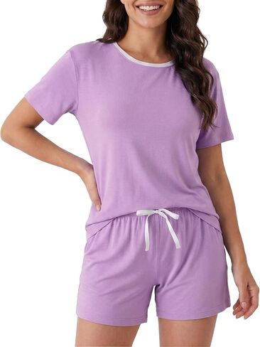 DAVID ARCHY Viscose from Bamboo Pajama Set for Women SuperSoft Short Sleeve Lounge Sets Casual Comfy Summer 2 Piece Pjs Sleep in Saudi Arabia