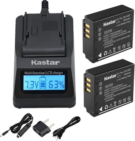 Kastar Ultra Fast Charger and Battery (2-Pack) Replacement for Panasonic Lumix CGA-S007, CGA-S007A and DMW-BCD10 and Lumix DMC-TZ1, DMC-TZ2, DMC-TZ3, DMC-TZ4, DMC-TZ5, DMC-TZ11, DMC-TZ15, DMC-TZ50 in Kuwait