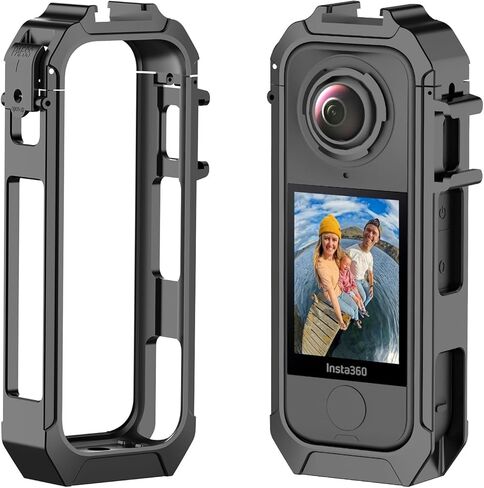 Camera Cage Compatible with Insta360 X4 Air Camera Accessories, Protective Cage Expansion Frame Case with Cold Shoe Mount | 1/4" Screw Adapter for Tripod, Selfie Stick in Saudi Arabia