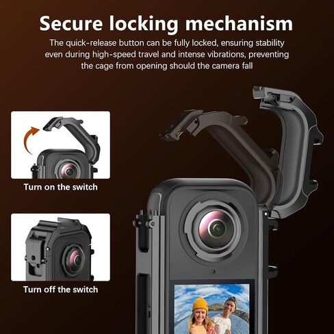 Camera Cage Compatible with Insta360 X4 Air Camera Accessories, Protective Cage Expansion Frame Case with Cold Shoe Mount | 1/4" Screw Adapter for Tripod, Selfie Stick in Saudi Arabia