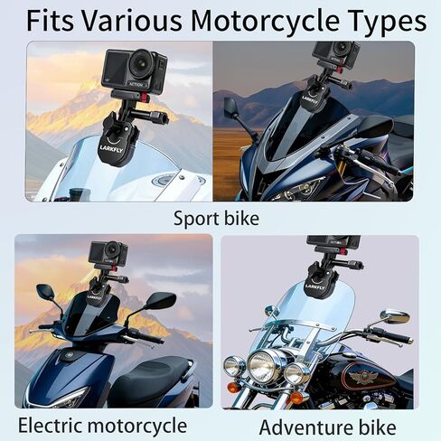Motorcycle Windshield Clip Camera Mount Motorbike Accessories for Gopro Hero 13 12 11 10 9 8 for DJI Action 5 4 3 2 OSMO 360 for insta360 X5 X4 X3 Ace Pro 2 Action Camera All Aluminum Metal in Kuwait