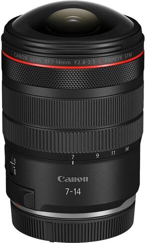 مجموعة عدسات Canon RF 7-14mm f/2.8-3.5L Fisheye STM | تكبير احترافي فائق الاتساع من سلسلة L-Series مع منظور عين السمكة والتركيز البؤري التلقائي STM السلس | لصور المناظر الطبيعية والصور المتحركة (7343C002) + حافظة العدسة + حافظة الغطاء in Kuwait