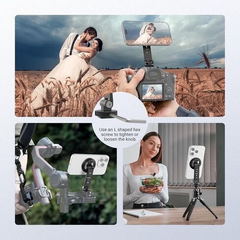 حامل ثلاثي القوائم للهاتف المغناطيسي من NEEWER متوافق مع MagSafe iPhone Samsung، محول حامل الهاتف المحمول المعدني القابل للتعديل مع حذاء بارد لتركيب حامل ثلاثي القوائم لمراقبة تسجيل الفيديو، DS031 in Kuwait