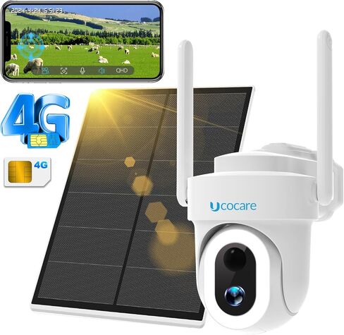 4G LTE Cellular Security Camera Solar, No WiFi Outdoor Camera with SIM Card | 4MP HD 360° Pan Tilt, Color Night Vision, AI Motion Alerts, Off-Grid Camera for Farm Ranch Cabin Construction Site in Saudi Arabia