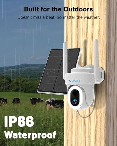 كاميرا مراقبة خلوية UCOCARE 4G LTE تعمل بالطاقة الشمسية، لا توجد كاميرا WiFi خارجية مع بطاقة SIM، 4MP HD 360 درجة إمالة عموم، رؤية ليلية ملونة، تنبيهات الحركة، كاميرا خارج الشبكة لموقع بناء كابينة مزرعة المزرعة in Kuwait