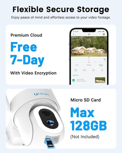 كاميرا مراقبة خلوية UCOCARE 4G LTE تعمل بالطاقة الشمسية، لا توجد كاميرا WiFi خارجية مع بطاقة SIM، 4MP HD 360 درجة إمالة عموم، رؤية ليلية ملونة، تنبيهات الحركة، كاميرا خارج الشبكة لموقع بناء كابينة مزرعة المزرعة in Kuwait