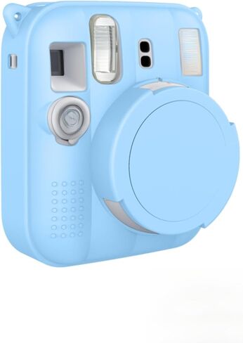 Silicone Protective Case Compatible with Instax mini 13 — Shockproof, Detachable Lens Cover, Washable, 1.5mm Thin for Daily Use (Blue) in Kuwait
