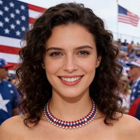 ARATLENCH 4th of July قلادة العلم الأمريكي الولايات المتحدة الأمريكية أحمر أبيض أزرق حجر الراين المختنق قلادة الرابع من يوليو يوم الاستقلال تنس سلسلة قلادة مجوهرات احتفالية عطلة حزب الديكور هدية in Saudi Arabia