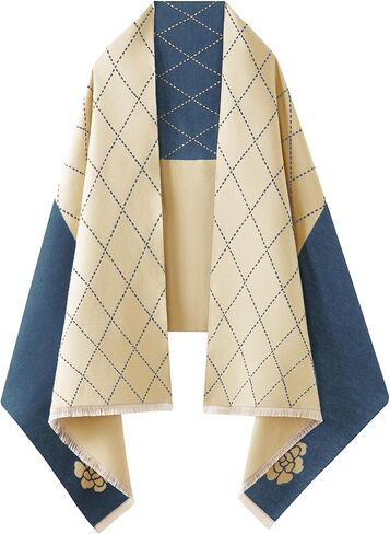 Reversible Pashmina Shawl Wrap for Women Big Scarf, Open Front Poncho Cape Gift in Saudi Arabia