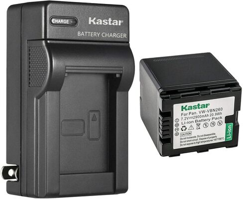 قطعة واحدة من بطارية VW-VBN260 وشاحن حائط تيار متردد من Kastar بديلة لباناسونيك HC-X900GK، HC-X900K، HC-X900M، HC-X900MGK، HC-X909، HC-X910، HC-X920، HC-X920M، HDC-HS900، HDC-HS900GK، اتش دي سي-HS900GK-3D in Kuwait