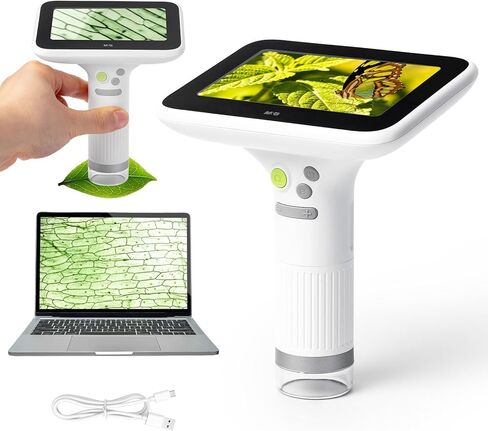 مجهر رقمي محمول بقوة 1000 مرة للأطفال، مجهر محمول بشاشة LCD كبيرة مقاس 4.3 بوصة قابل لإعادة الشحن، التقاط الصور ومقاطع الفيديو، هدية استكشاف خارجية للأولاد والبنات، يعمل مع Windows وMac in Kuwait
