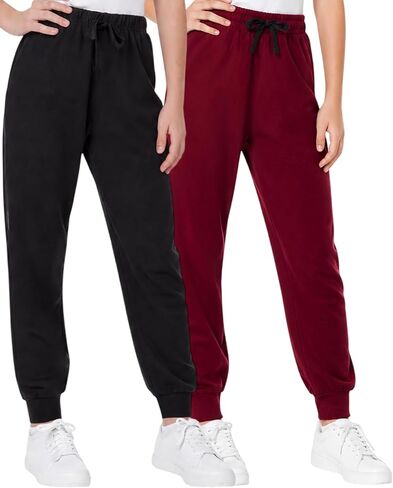 Sweet Hearts Girls' Fleece Sweatpants - 2 Pack Super Soft Athletic Performance Jogger Pants: Made in USA (7-16) in Kuwait