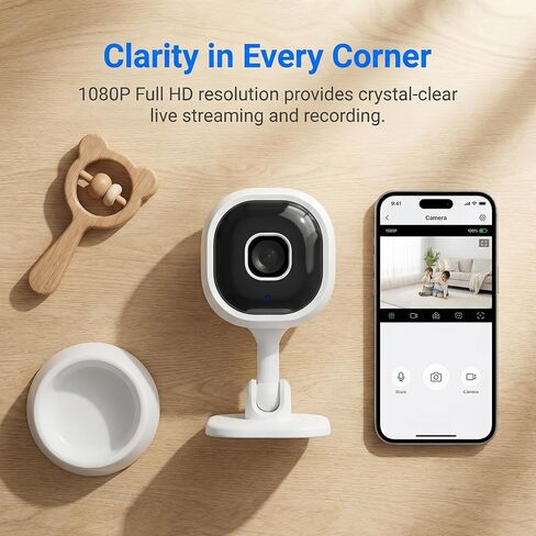 2Pack WiFi 1080P HD Camera for Remote Surveillance Indoor Security Camera for Baby Monitor Dog Camera w/2-Way Audio Siren Motion Detection Infrared Night Vision Magnetic Base Cloud & TF Card Storage in Kuwait