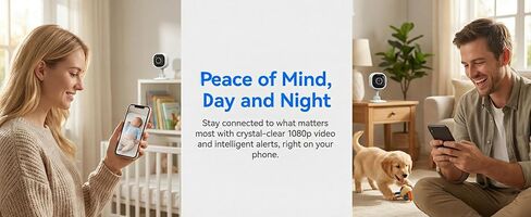 2Pack WiFi 1080P HD Camera for Remote Surveillance Indoor Security Camera for Baby Monitor Dog Camera w/2-Way Audio Siren Motion Detection Infrared Night Vision Magnetic Base Cloud & TF Card Storage in Kuwait