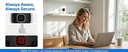 2Pack WiFi 1080P HD Camera for Remote Surveillance Indoor Security Camera for Baby Monitor Dog Camera w/2-Way Audio Siren Motion Detection Infrared Night Vision Magnetic Base Cloud & TF Card Storage in Kuwait