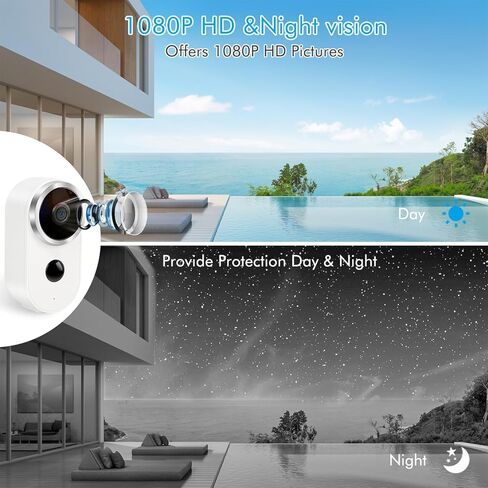 كاميرات مراقبة تعمل بالطاقة الشمسية، لاسلكية في الهواء الطلق، كاميرات IP واي فاي تعمل بالبطارية لأمن المنزل مع رؤية ليلية، تنبيه كشف الحركة PIR، محادثة ثنائية الاتجاه، IP65 كاميرا مراقبة قبة للعرض المباشر مقاومة للماء in Kuwait