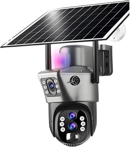 10x Zoom 4G SIM Solar Camera Outdoor 6K 12MP Three Lens HD Night Vision IP Surveillance Camera Security Protection PTZ CCTV Cam(6K 10X Zoom No Card) in Saudi Arabia
