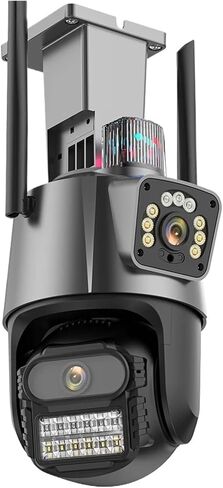 WiFi PTZ Camera 4K 8MP HD Dual-Lens Dual Screen Camera AI Auto Tracking 4MP Video Surveillance Police Light Alarm ICSee(US Plug,4MP Add 64G Card) in Saudi Arabia
