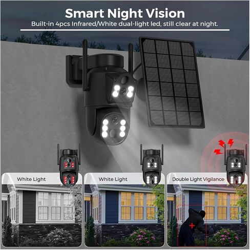 8MP 4K HD Solar WiFi Camera Outdoor Built-in Battery Dual Lens 2K Security Camera Solar Panel Video Surveillance ICSee(4MP Add 32G Card) in Saudi Arabia