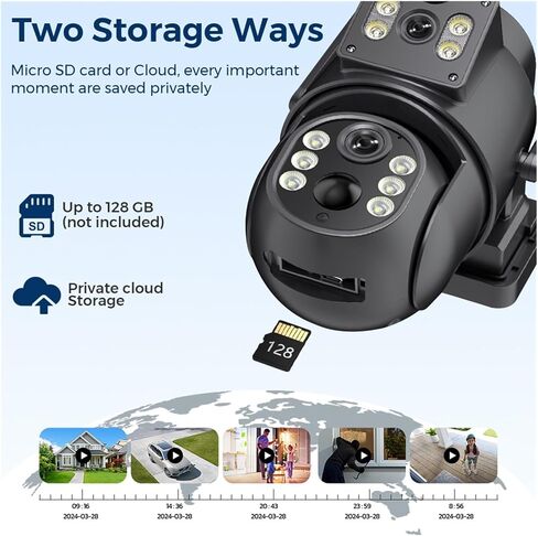 8MP 4K HD Solar WiFi Camera Outdoor Built-in Battery Dual Lens 2K Security Camera Solar Panel Video Surveillance ICSee(4MP Add 32G Card) in Saudi Arabia