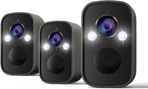 Rraycom 3Pack 2.4G كاميرات أمنية لاسلكية في الهواء الطلق، بطارية 2K تعمل بالذكاء الاصطناعي للكشف عن الحركة صفارات الإنذار إنذار واي فاي كاميرا داخلية منزلية، رؤية ليلية ملونة، محادثة ثنائية الاتجاه، مقاومة للماء، تعمل مع Alexa، Cloud/SD in Kuwait
