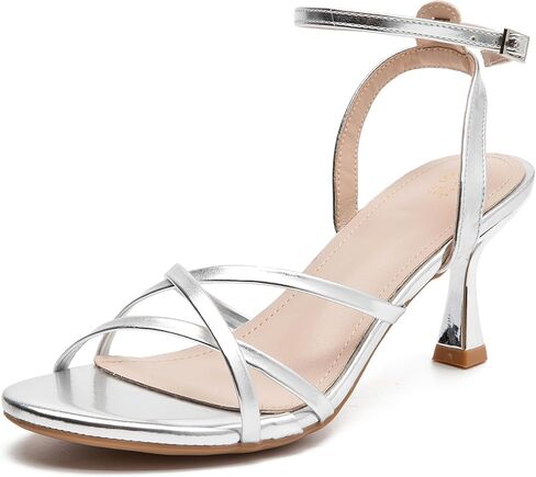 WUIWUIYU Women Girls Strappy Kitten Heels Low Heel Comfy Sandals Adjustable Ankle Strap Round Open Toe For Homecoming Party Dress Wedding Sandal Shoes in Saudi Arabia
